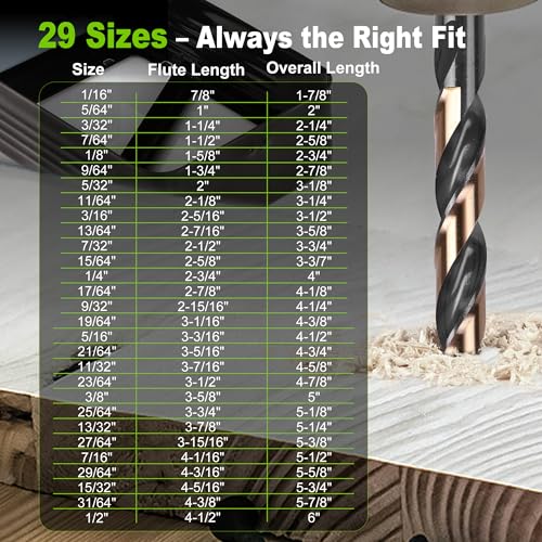 29PCS Metal Drill Bit Set, M2 Twist Drill Bits with Case
