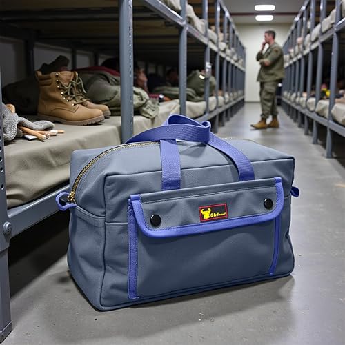 G & F Products Waxed Canvas Military Duffle Bag, 24 Inch, Heavy Duty Travel - color: Navy Blue (11 inch x 7 inch x 6 inch)