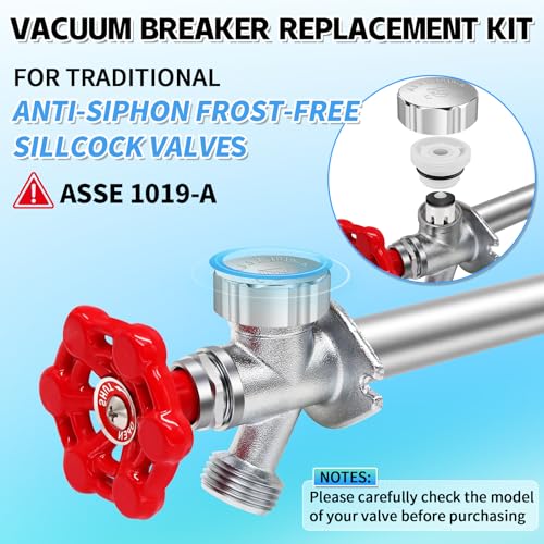 Boltigen Chrome Outdoor Faucet Repair Kit, ASSE 1019-A Vacuum Breaker Outside Faucet Repair Kit, Hose Bib Spigot Repair Kit for Anti-Siphon Frost-Free Sillcock Valves, Vacuum Breaker Replacement Kit - color: Silver