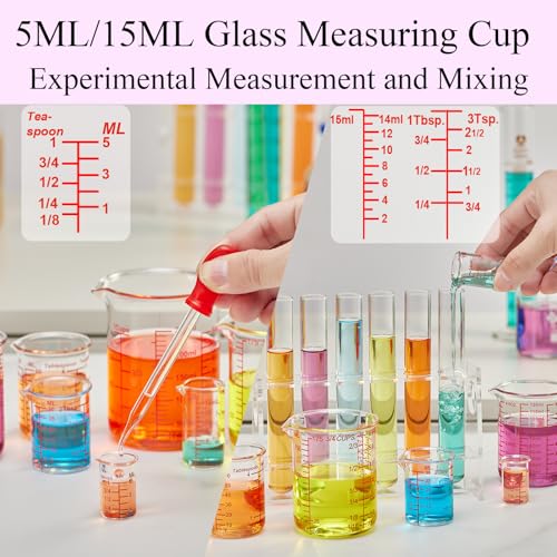 Ackers BORO3.3 Glass Measuring Cup Set, Beaker Style, 7-Piece - size: 5ml/15ml/30ml/60ml/120ml/150ml/250ml