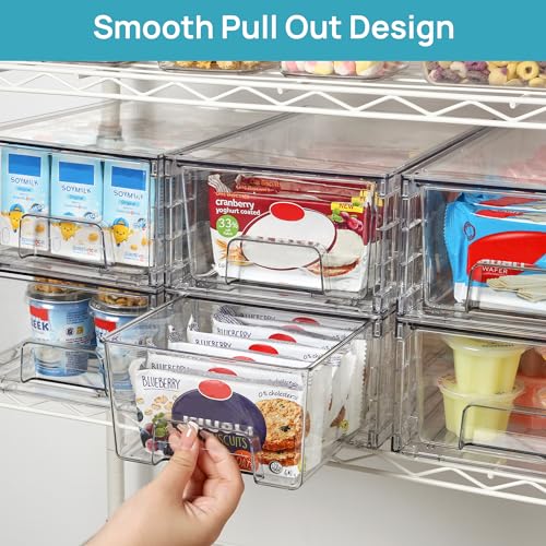 Vtopmart 2 Pack Stackable Clear Drawer with Dividers - size: 2Pack 4.4"H-with Dividers