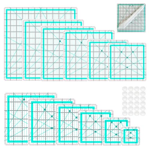 12 Quilting Rulers(2.5",3.5",4.5",5",5.5",6",6.5",7",8.5",9",10",12") - color: Pale Blue