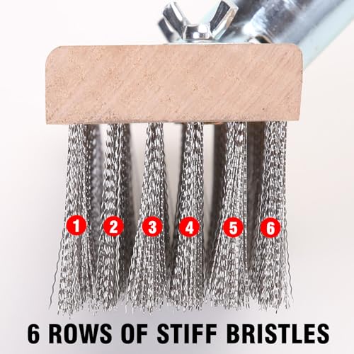 MAXMAN Wire Scrub Brush, 63"Stainless Steel Bristle, Outdoor Patio Cleaning - size: With 1PC 8-inch brush head