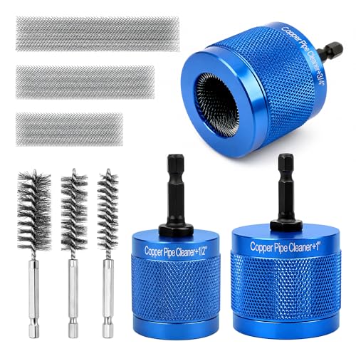 Copper Pipe Cleaner for Drill Set, 1/2", 3/4", 1" Plumbing Tool Kit