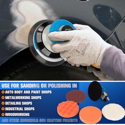 5" Air Sander Kit - Garage-Ready Dual Action Tool, Car Detailing & Woodworking Hero | Palm-Sized Power w/Free Tool Kits - color: Black, size: 5 inch