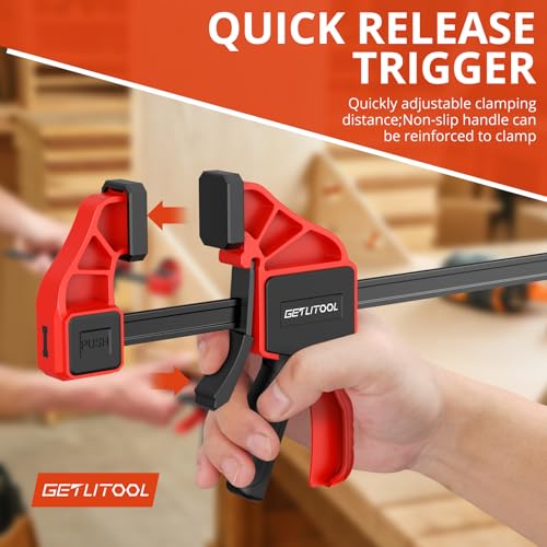 GETLITOOL 12-Inch Bar Clamps for Woodworking, 2Pcs 165lbs Quick Release Woodworking Clamps, 2-In-1 Ratchet Bar Clamp Set/Spreader, One Handed Wood Clamps for Hand Wood Working, DIY Projects
