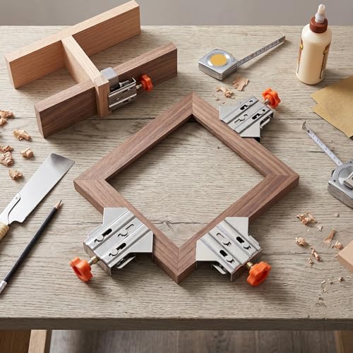 Akozon 4PCS Right Angle Clamp, 90 Degree Stainless Steel Woodworking Corner Clip, Open Design Adjustable Clamp for DIY Photo Frame, Wood, Metal Pipe, Steel Rod Projects