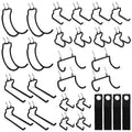 ELEAD 28-Piece Pegboard Hooks with Extension Straps, Heavy Duty Organizer Pegboard Accessories Fit for 1/4" Pegboard, Peg Board Tool Utility Hangers for Power Tool, Drill, Bag, Cord - style: 28-Piece
