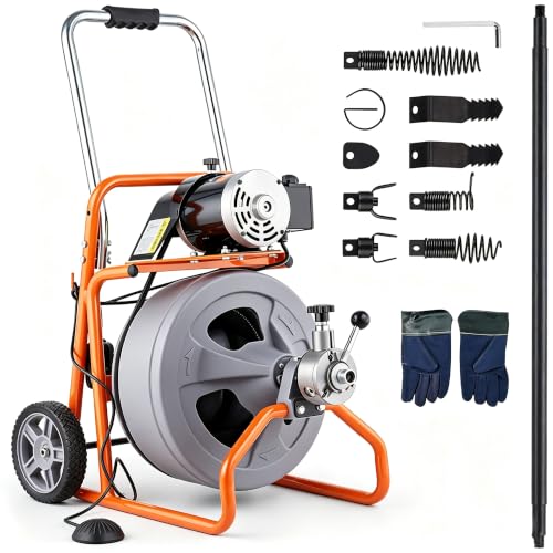 HoldwellS Drain Cleaner Machine 100Ft x 3/8", Electric Drain Auger Snake - color: 100FT x 3/8inch