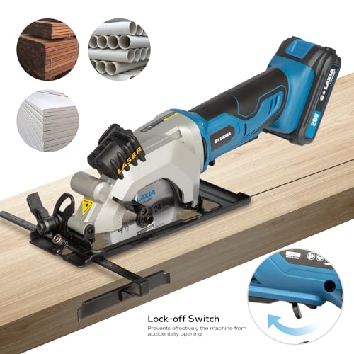 20V Cordless Mini Circular Saw 2.0Ah Compact Saw with Laser Guide - style: Cordless 2A