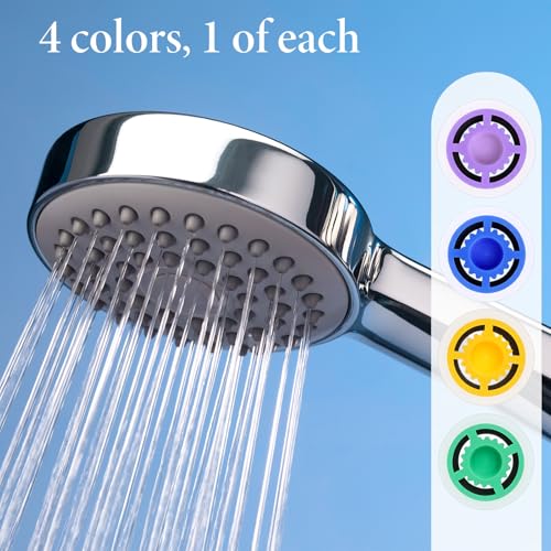 4 Pcs Shower Head Flow Restrictor, 1.2/1.5/1.8/2.0 GPM Shower Head Water Saver Plastic Flow Restrictor for Showers Heads, Water Saver Faucet Adapters Limiter Pressure Reducer for Bathroom Toilet