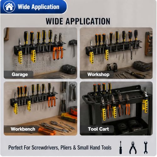 Screwdriver Organizer Wall Mount, 2 Pack Metal Tool Holder Rack