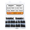 440 pcs M3 M4 M5 Wood Screws Assortment Kit,High Hardness Carbon Steel Self-Tapping Screws,Pan Round Head & Flat Head,Phillips Drive Countersunk Head Screws Set Kit,Black Oxide,Full Thread - size: M3/M4/M5, style: Flat & Round (Carbon Steel)