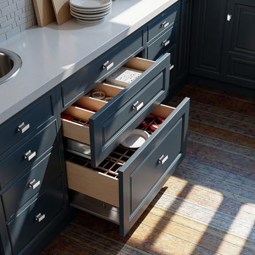 KNOBWELL 6 Pack Polished Chrome Solid Cabinet Knobs Drawer Dresser Knobs - color: Polished Chrome, size: Overall Length：1-1/2 inch（38mm）