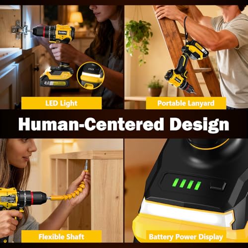 Sundpey 620In-lbs Brushless Cordless Drill Set, Power Drill Driver Yellow - color: Yellow