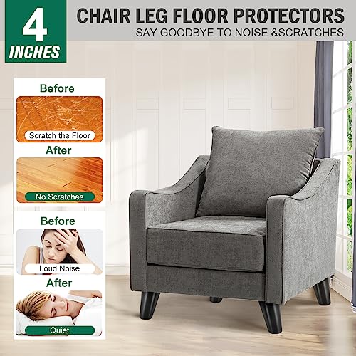 FoDau770 Rubber Wood Legs 4", Slant Taper, 5/16"-18 Thread, Black, 4pcs | Wood Couch legs - Mid Century Sofa Legs - Furniture legs Replacement for Cabinet Dresser Chair Ottoman - color: Black, size: 4 Inch - Slanted (80°)