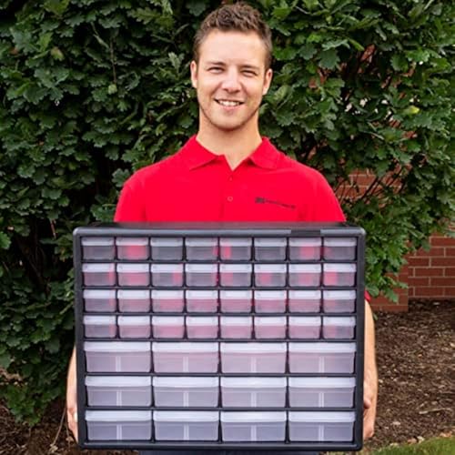 Akro-Mils 44-Drawer Plastic Storage Cabinet, 20"W x 6"D x 16"H, Black - color: Black, size: 44 Drawer, style: 1 Pack