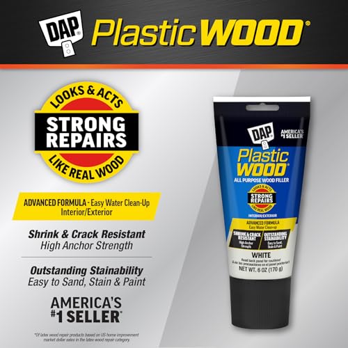 DAP Plastic Wood All Purpose Latex Wood Filler,White,6 Oz - Packaging May Vary,(Pack of 2) - color: White, size: 6 Oz. (Pack of 2), style: Plastic Wood