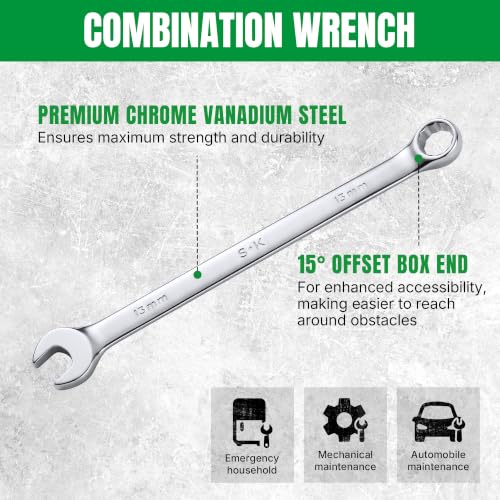 SK 13 mm Combination Wrench, Metric, Premium CR-V Steel - size: 13 mm