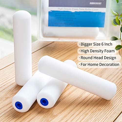 Mister Rui Foam Paint Roller, 10 Pack, 6 Inch Foam Roller, High Density Foam Roller Paint, Mini Foam Paint Roller 6 Inch, Use with All Paints, Painting in Smooth Surface