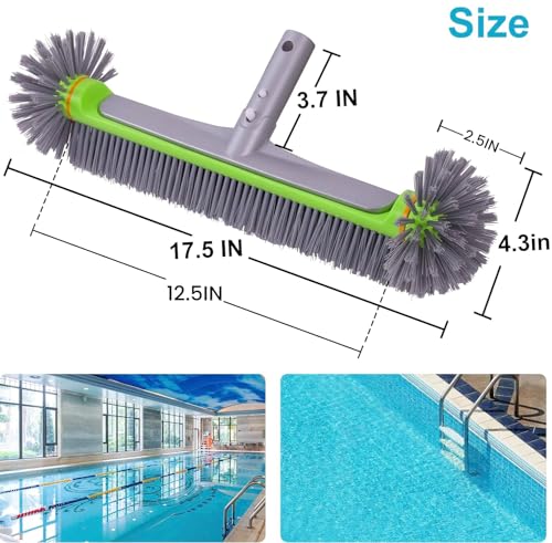 Sepetrel Pool Brush Head for Cleaning Walls,Heavy Duty Inground/Above Ground Swimming Pool Round Scrub Brushes with Premium Strong Bristle & Reinforced Aluminium Back - size: 18" Round