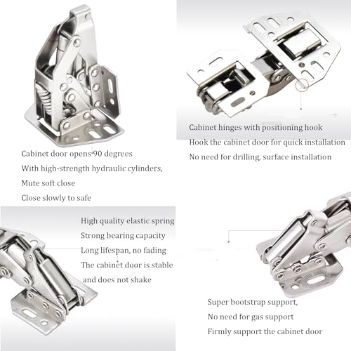 RV Soft Close Cabinet Hinges for Motorhome, Caravan, Camper & Travel Trailer - 4pc Overhead Cabinet Hinges