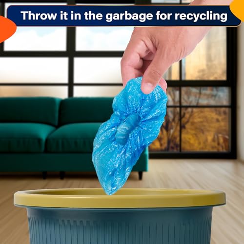 Disposable Shoe Covers 100 Pcs (50 Pairs), Water-Resistant, Non-Slip | Booties for Shoes Covers, CPE Material, Tear-Resistant; for Cleaning, Real Estate & Guests; Indoors & Outdoors; Universal Fit - style: 50Pairs Disposable Blue Shoe Covers