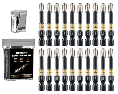 toolant PH3 Phillips Impact Bit Set, 2 Inch, 20-Piece, Magnetic - color: 20 Pack, size: 2in, PH3