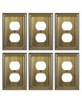 Switch Plates Outlet Covers, 6-Pack Antique Brass Metal Wall Plates - color: Antique Brass, size: 1 Duplex 6PK