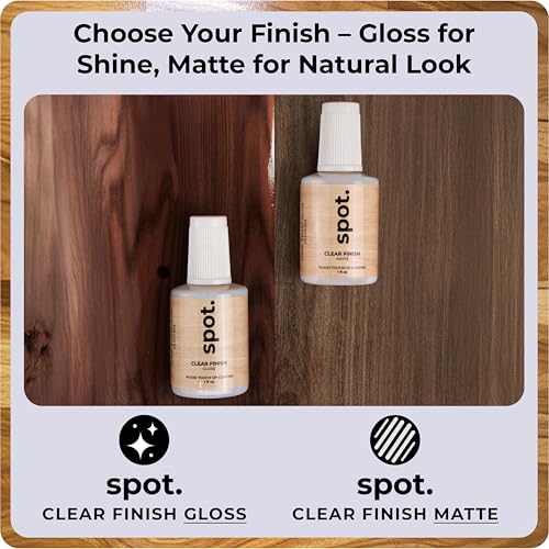 Clear Coat for Wood Stain Repairs, Brush-On Matte and Gloss Finish, Sealing and Sheen Matching, Interior and Exterior Wood, 2 fl oz Total by spot. - color: Clear