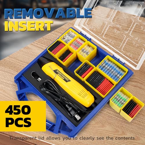 haisstronica Solder Seal Connectors and Tubing Kit, Mini Heat Gun, 450PCS - size: 450PCS