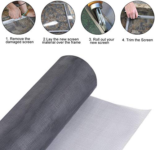 Fiberglass Screen Roll 48" x 100' A Continuous Roll UV Protection Install and Repair Door and Window Screen(48" x 100', Black) - color: Black, size: 48" x 100'
