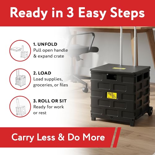 dbest Products Quik Cart Pro Collapsible Rolling Crate on Wheels - Black - color: Black, style: Pro