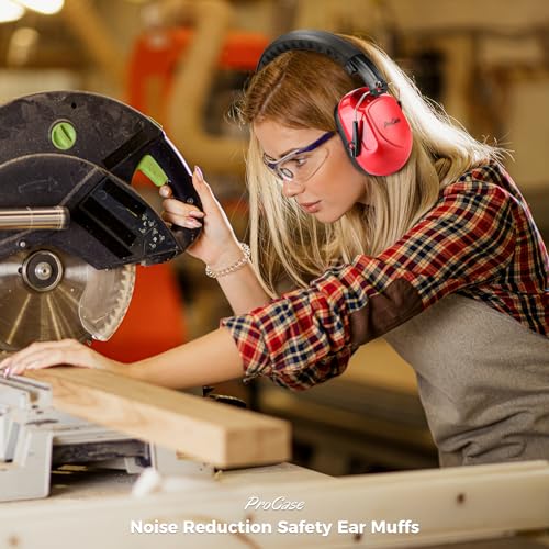 ProCase Hearing Protection Ear Muffs SNR 33dB, Noise Cancelling Headphones - color: 1 - Bright Red