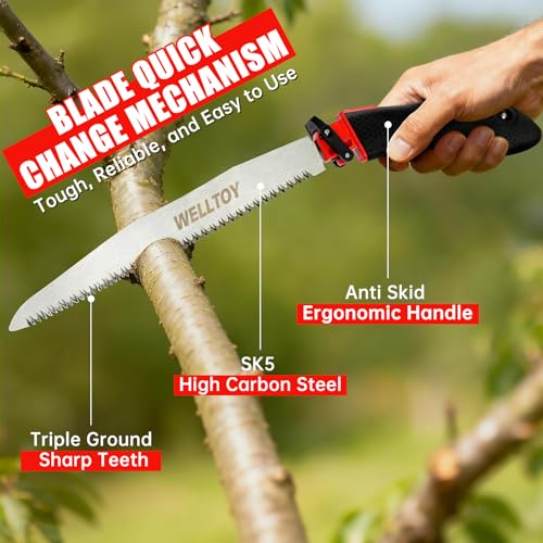 3-in-1 Multi Blades Hand Saw,18 TPI Bi-Metal blade,Drywall Saw with TPR Handle,Blade Quick-Change Mechanism for Cutting Drywall, Sheetrock, Wood, Metal, Plastic and Plywood. - size: 3 in 1