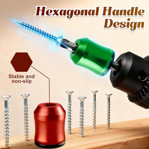 2Pcs Screwdriver Head Magnetic Ring, Strong Magnetic Screw Ring Set Removable Household Tool for Drills, Universal Bit Holder for Hex Screwdrivers & Power Bits (Red+Yellow)