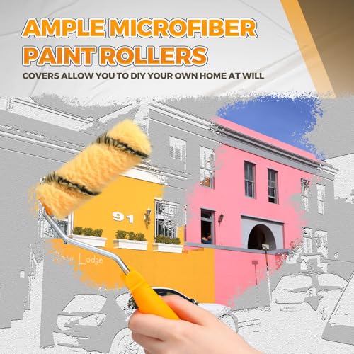 Leumoi 200 Pcs 4 Inch Mini Paint Roller Cover, Yellow Base, Black - color: Yellow Base, Black