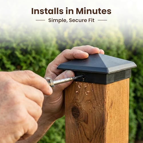 3.5x5.5 Aluminum Pyramid Post Cap for 3.5x5.5 Rectangular Wood Posts — Heavy-Duty Cast, Rounded Safety Corners, Stainless Screws, Powder-Coated Black Deck & Fence Cap - size: 3.5" x 5.5"