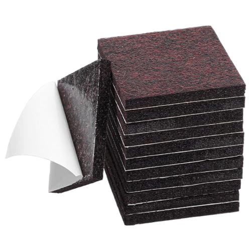 12Pcs 2x2 Inch Square Felt Furniture Pads, Self Adhesive Cuttable Anti Scratch Floor Protectors for Hardwood Floors, Brown