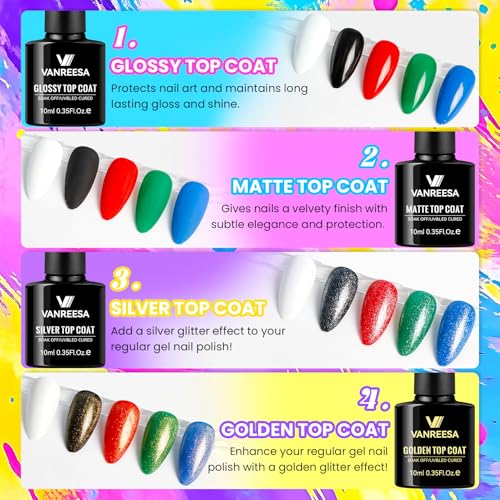 VANREESA 115Pcs Gel Nail Polish Kit with U V Light Nail Drill Almond Nail Tips -40 All Seasons Colors Gel Polish Set with 5Pcs Base Top Coat Gel Nail Kit for Beginners with Everything Gifts for Women - color: Everything Beginners Need