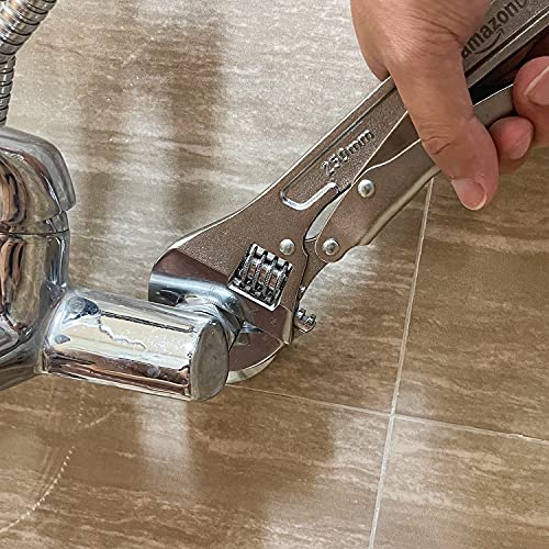 Amazon Basics 10 inch Locking Adjustable Wrench, Precision Machined, Rust Resistant, 2.7 inch x 0.75 inch