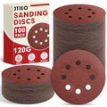 JTIEO 100PCS Sanding Discs 5 Inch, 120 Grit Orbital Sander Pads, Hook & Loop Sandpaper Pads, 8 Hole Round Sanding Discs for Random Orbital Sanders - style: 120Grit-100pcs