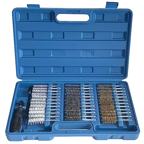Sutekus Wire Brush Set Bore Cleaning Brush Set with 1/4 Inch Hex Shank Assorted Cleaning Brushes for Power Drill Impact Driver
