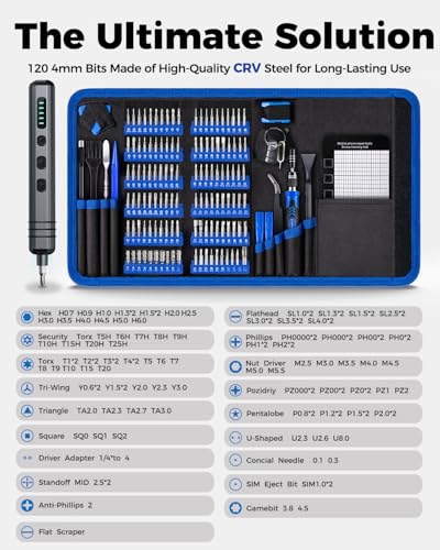 Mini Electric Screwdriver Set 140-IN-1: Small Electric Screwdriver Cordless - color: Blue