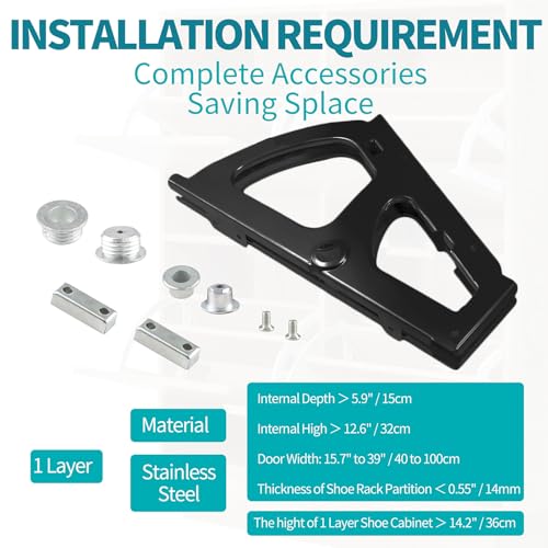 Shoes Drawer Cabinet Hinges, Stainless Steel, 2pcs - color: Black, size: 1 Layers