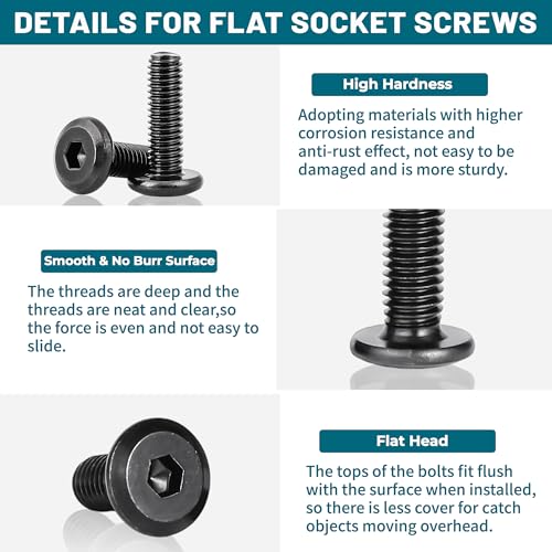 25pcs 1/4-20 * 1-1/2"Flat Head Hex Socket Cap Screws,Bolts with Hex Spanner - size: 1/4-20*1-1/2", style: Inch