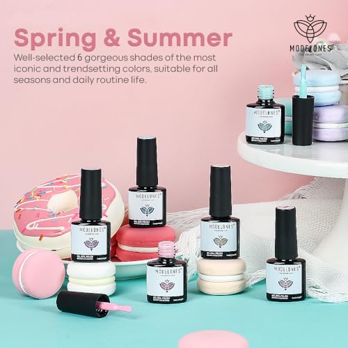 modelones Pastel Gel Nail Polisht Set, Pink Purple Blue Green Yellow - color: A-1 Spring Vibe