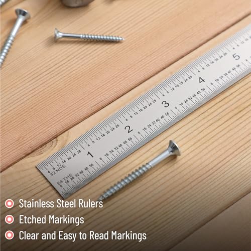 Mr. Pen- Machinist Ruler, 12 Inch, Stainless Steel Imperial - style: 12 inch