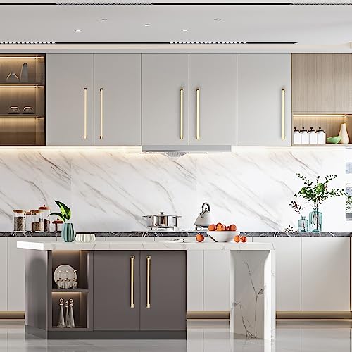 Asidrama 10 Pack 12.6 inch Brushed Brass Kitchen Cabinet Handles | Heavy-Duty Solid Zinc, 2 Screw Sizes, 12.6" Hole Center(320mm), Cupboards, Drawers, Dressers, Furniture, Hardware - color: Brushed Brass, size: 12.6" Hole Center(320mm)