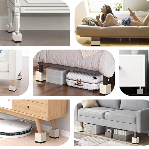 ANNKUT Bed Lifts Risers 1.5 inch, Square Adjustable Risers Blocks for Bed Sofa Table and Couch Lifting，Heavy Duty Support Up to 1,300 Lbs (4 Pack-Apricot) - color: 1.5 In-apricot(square)